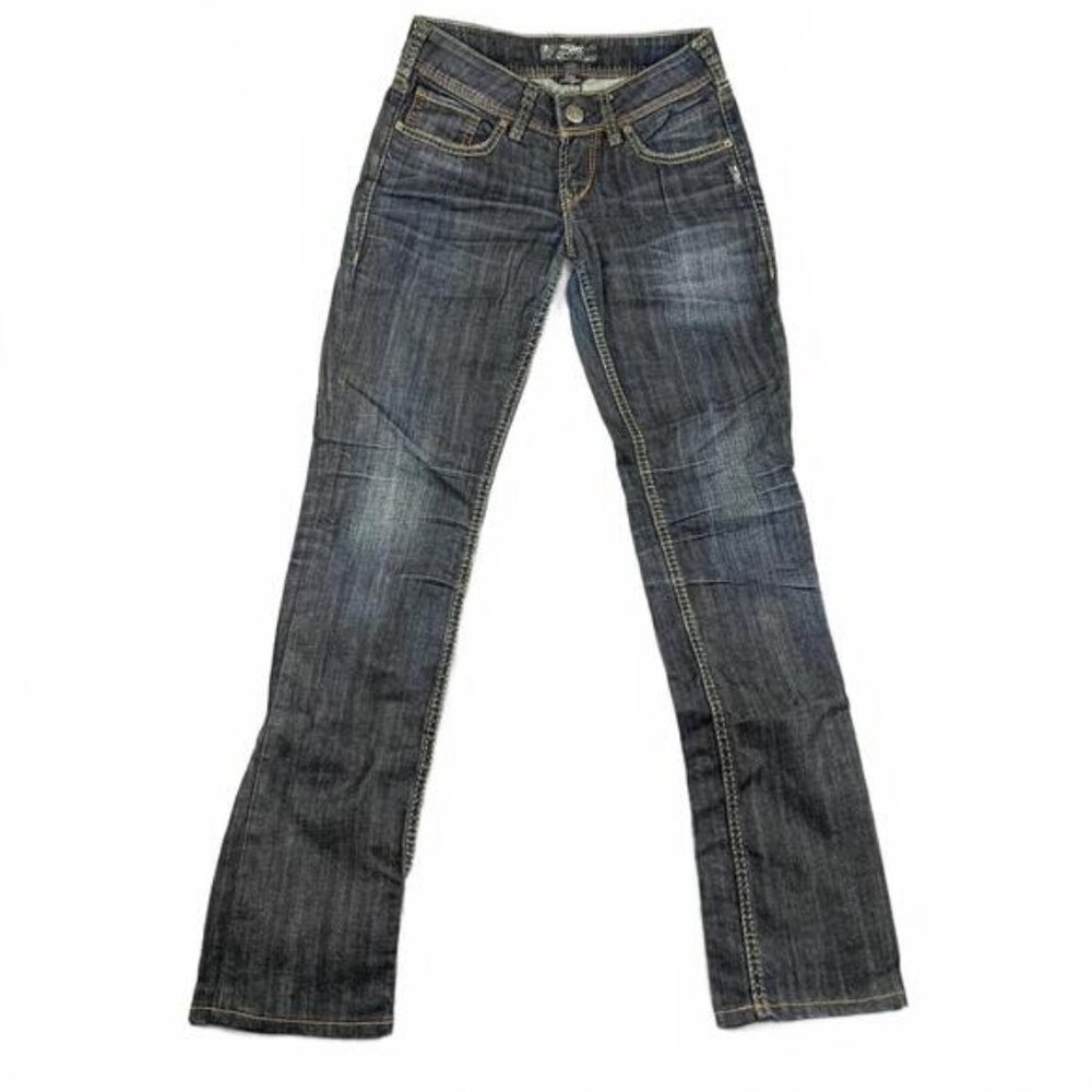 Silver Jeans Co Womens W24 L32 Suki Straight Leg Blue Jeans